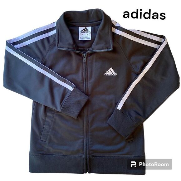 Adidas SZ 4 Little Boys Grey & White Full Zip Track Jacket With Logo - Picture 2 of 10